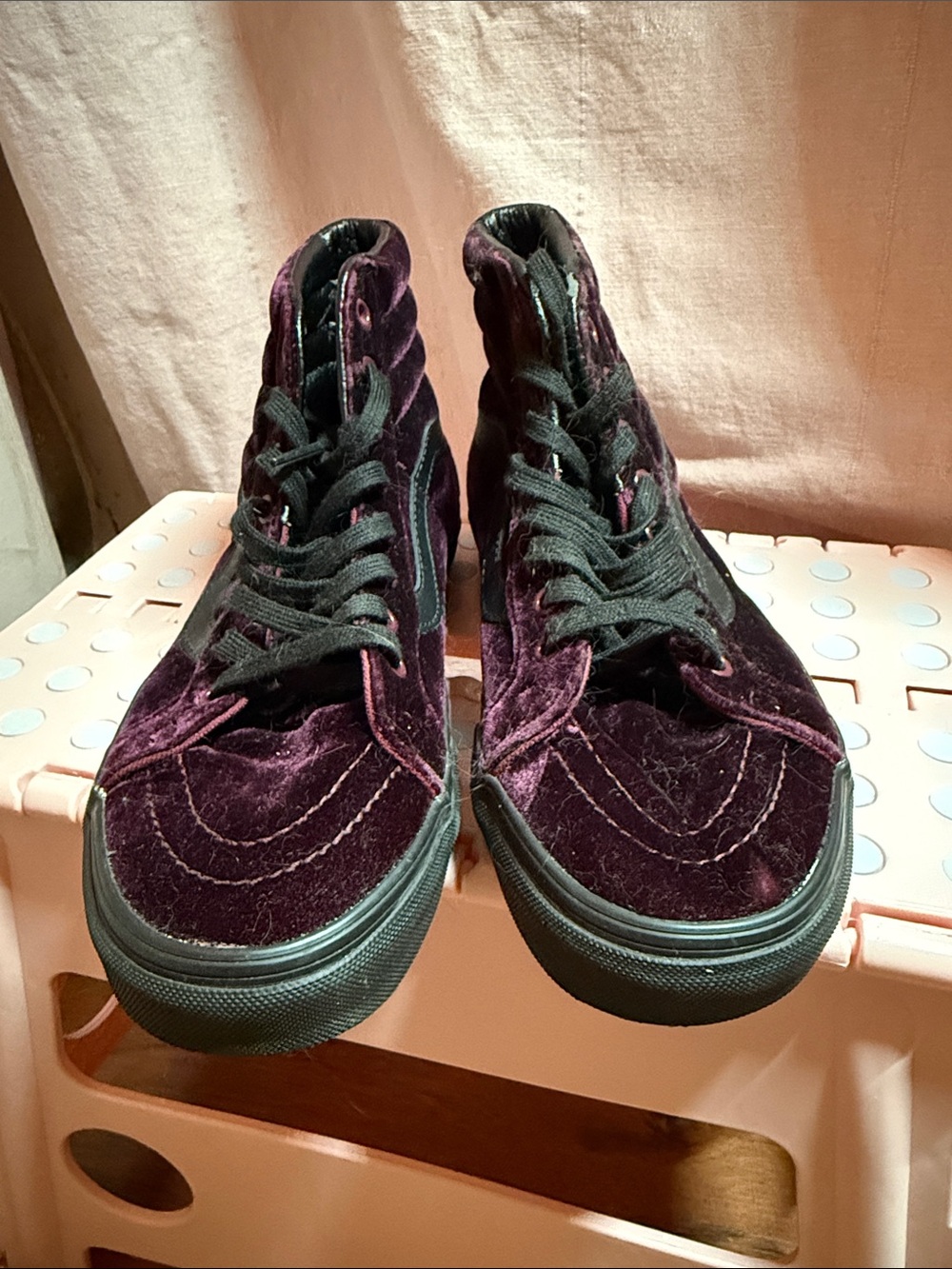 Vans Velvet High-Top Sneakers in Deep Plum size 9.5